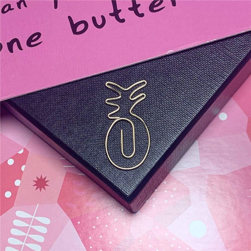 OWLFAVO 40pcs Pineapple Shape Paper Clips with Clear Box, Rose Gold and Yellow Gold, Funny Cute Paperclips Bookmarks Planner Clips for Fun Office Supplies School Gifts Wedding Decoration - Image 5